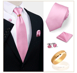 Ensemble de cravates en soie de luxe pour hommes, cravate, mouchoir, boutons de manchette avec anneau en métal doré, broche, costume, fête de mariage, accessoires pour hommes