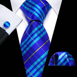 Cravate de luxe pour homme, ensemble de boutons de manchette et mouchoir en soie à rayures rouges, style business, Barry.Wang, accessoire tendance pour mariage, fête, décontracté