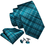 Barry.Wang Ensemble cravate et mouchoir en soie à carreaux pour homme, motif jacquard, idéal pour un mariage, un marié ou une équipe