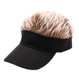 Casquette de baseball de golf avec faux cheveux évasés, pare-soleil, postiche amusant, pour hommes et femmes, perruque à pointes