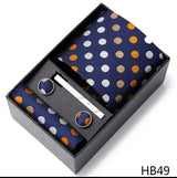 2023 New Style Wedding Gift Tie Pocket Squares Set Necktie Box Men Solid Black Suit Accessories Fit Wedding