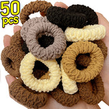 50/10Pcs New Korean Woman Big Elegant Elastics Hair Band Solid Color Scrunchies Hair Ties Ladies Ponytail Hold Hair Accessories
