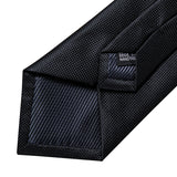 Cravate noire unie pour homme, 8 cm de large, en polyester, pour affaires, mariage, fête, pochette, boutons de manchette, cadeau pour mari