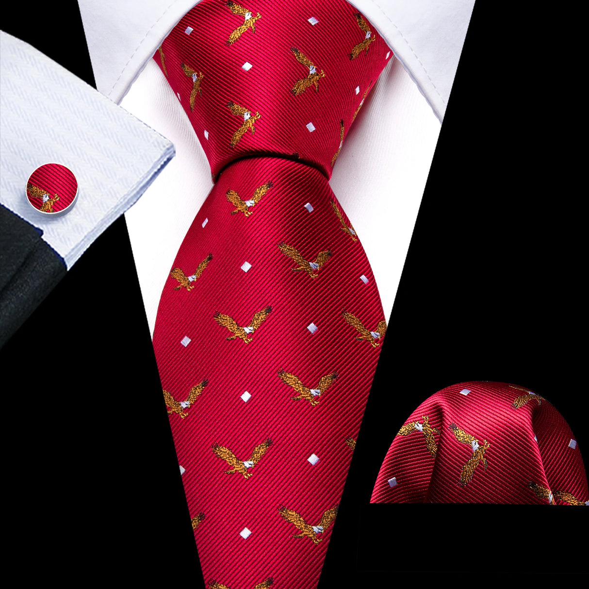 Ensemble de cravates pour homme, motif dinosaure, bleu marine et doré, 8,5 cm, en soie, idéal pour un mariage, FA-5191
