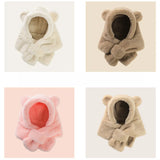 Bonnet d'hiver pour bébé, écharpe, une pièce, fausse fourrure, chapeau pour enfants, dessin animé, ours, chaud, cou, oreilles, bonnet coupe-vent pour garçons et filles, articles pour bébés