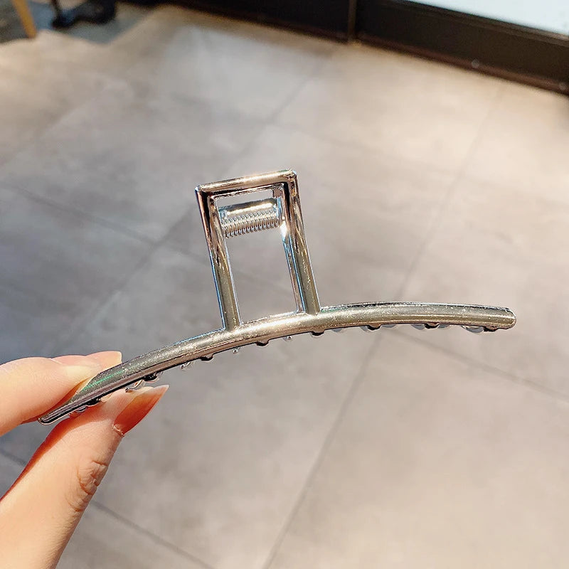 Fashion Metal Hair Claw For Women Gold Silver Color Cross Crab Hair Clip Korean Elegant Geometric Hairpin Girl Hair Accessories