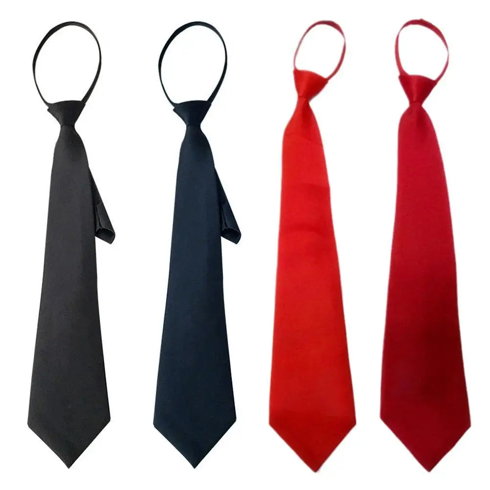 Cravate unisexe pour hommes et femmes, fermeture éclair, noire, à clip, pour hommes, cravates de sécurité, cravates pour vêtements, cravates mates pour porteurs funéraires