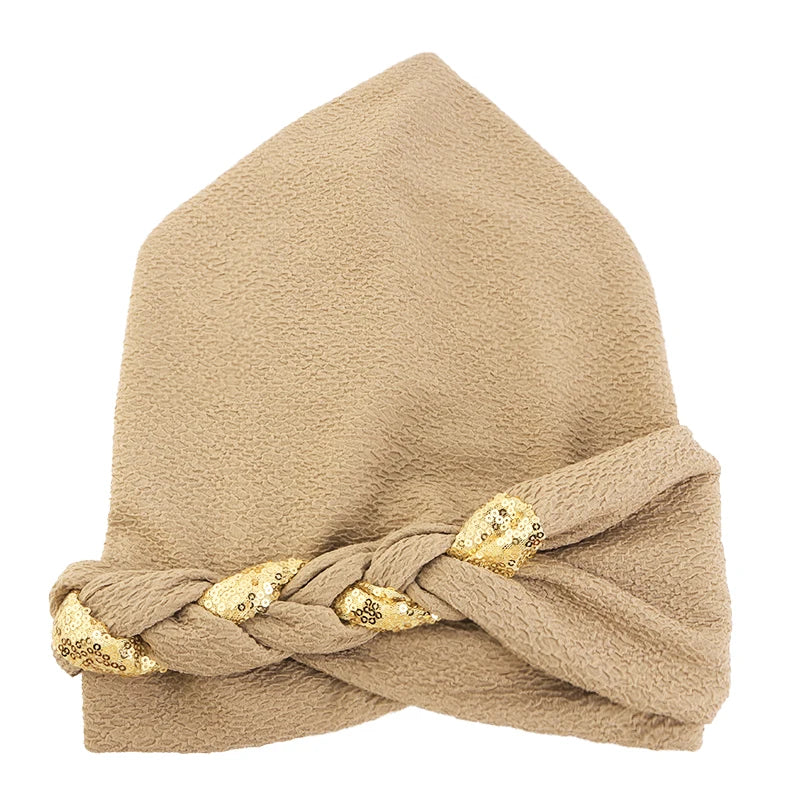 New African Headband Turban Cap Muslim Fried Dough Twists Braid Head Cap Islamic Chemo Hair Care Hats Beanie Headscarf