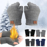 Gants d'hiver sans doigts pour hommes, mitaines, pour écrire au bureau, tricotés en laine épaisse, étiquette chaude, gants de conduite en plein air élastiques épais