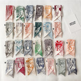 100*6cm 26 Initials Letters Luxury Bag Scarf Narrow Silk Small Scarf Bandana Hair Tie For Women Print Hijab Neckerchief Headband
