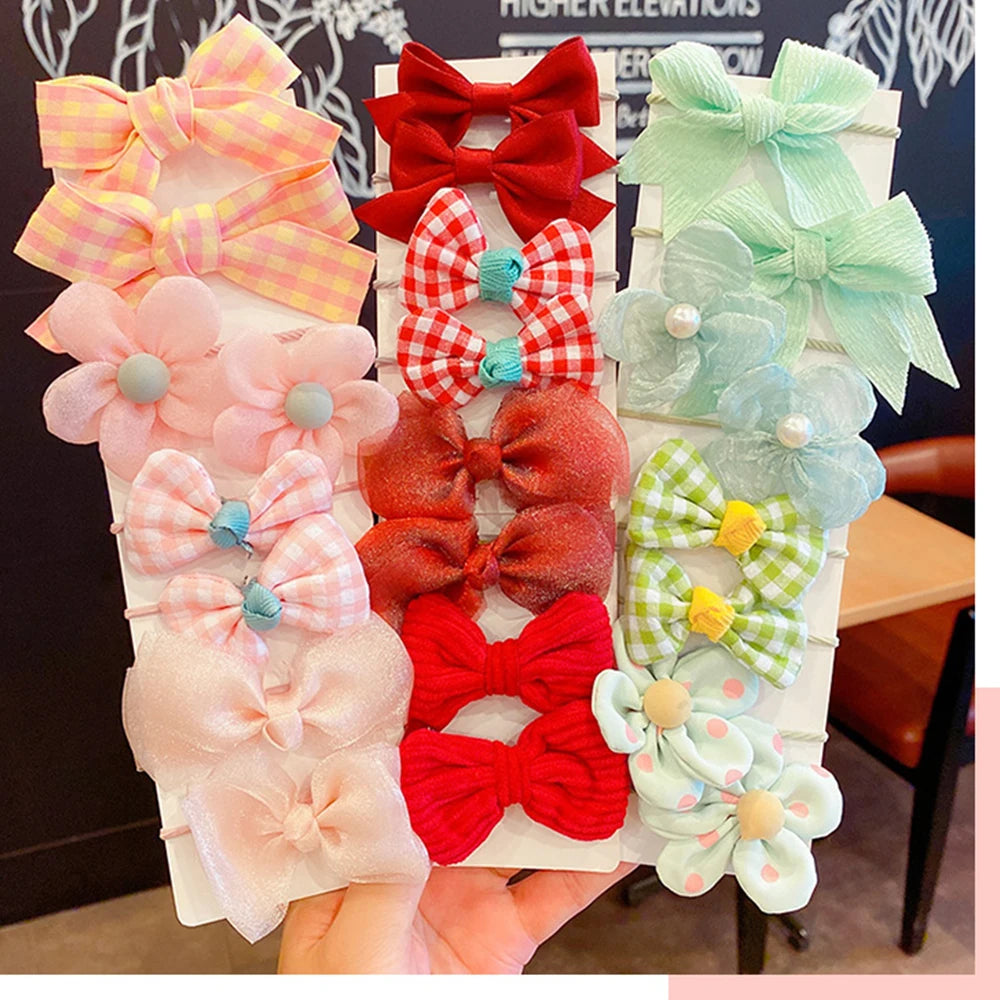 Lot de 10 élastiques à cheveux en forme de nœud floral pour filles et enfants, jolis élastiques colorés à faire soi-même, accessoires pour cheveux