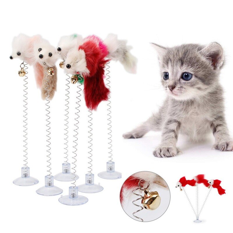 1pc Cat Toy Stick Feather Wand With Bell Mouse Cage Toys Plastic Artificial Colorful Cat Teaser Toy Pet Supplies Random Color