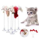 1pc Cat Toy Stick Feather Wand With Bell Mouse Cage Toys Plastic Artificial Colorful Cat Teaser Toy Pet Supplies Random Color