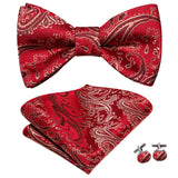 Hi-Tie Ensemble nœud papillon en soie pour homme, mouchoir et boutons de manchette, bleu, rouge, or, noir, blanc, jacquard, nœud papillon, mariage, affaires