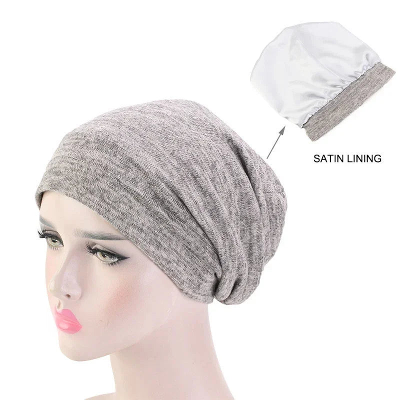 Bonnet de nuit unisexe doublé en satin pour femme et homme, bonnet de nuit ample pour soins capillaires, bonnet anti-chute, bonnet de nuit, couvre-chef