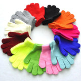 Winter 4-11 Year Old Children's Writing Cold-proof Warm Gloves Solid Color Knitted Wool Acrylic Full-finger Split-finger Gloves