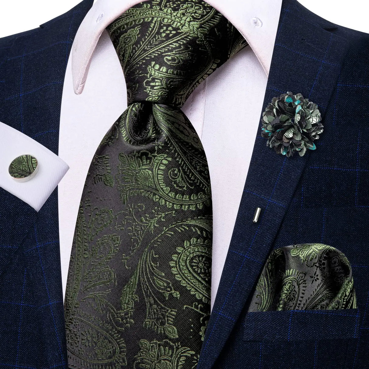 Cravate rose cachemire avec broche en soie, élégante cravate de mariage pour homme, bouton de manchette pratique, mode affaires fête, créateur de cravate haute