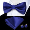 Hi-Tie Jacquard Silk Nœud papillon pour homme, ensemble de boutons de manchette et mouchoir, nœud papillon pré-noué, noir, blanc, gris, bleu, rouge, vert, rose, violet