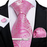Ensemble cravate homme en soie à rayures roses, motif floral, motif cachemire uni, 8 cm, mouchoir, boutons de manchette, accessoires de mariage, de bal, cravate
