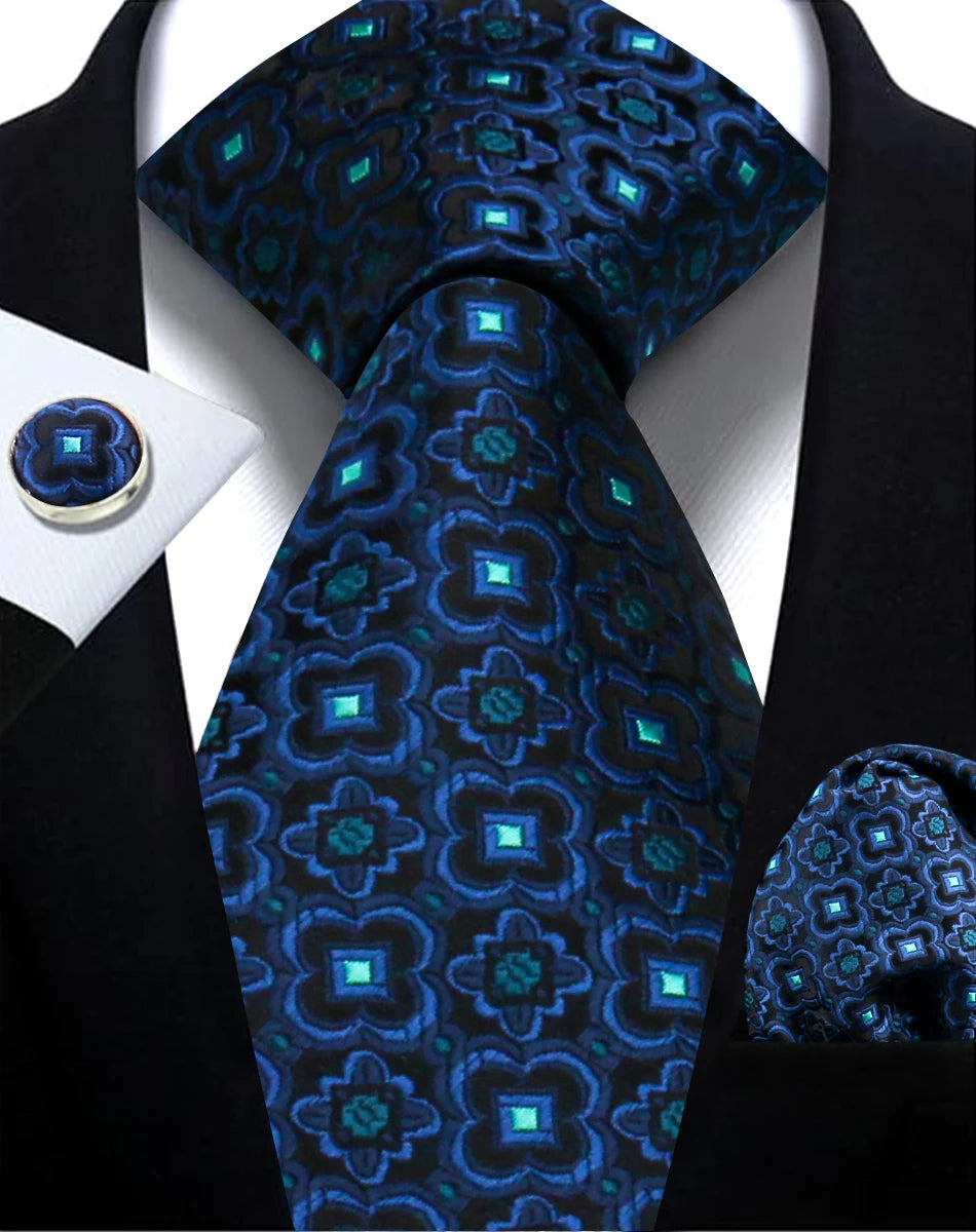 Cravate homme Paisley Jacquard tissé 8 cm formelle affaires mariage cravate poche carré ensemble costume cravate haute qualité fait main Gravata