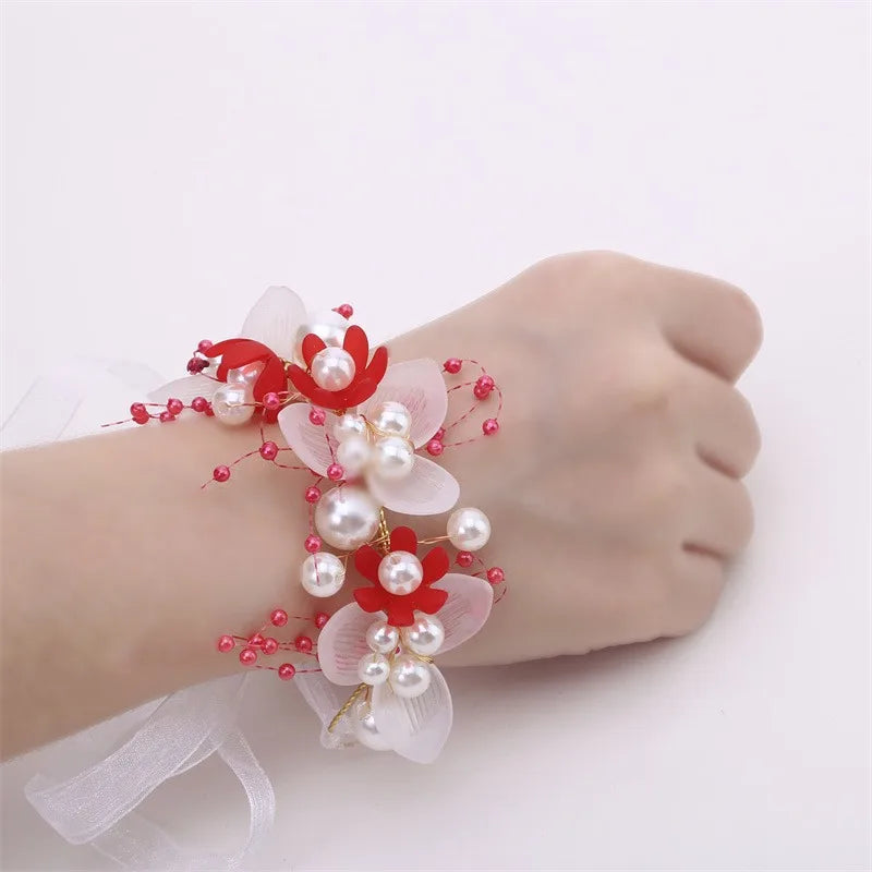 Spring Bohemian Girls Bridal Pearl Hair Headdress Flower Wreath Bride Garland Head Hoop Headbands Hair Jewelry Children Gifts