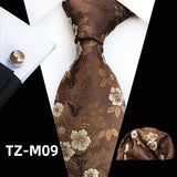Ensemble de cravates en soie rose floral pour hommes, ensemble de cravates de fête de mariage, mouchoir, broche, boutons de manchette, accessoires pour hommes de haute qualité Gravata