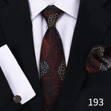 Cravate pour homme classique à carreaux, mouchoirs, cravate rouge, boutons de manchette pour homme, chemisier, affaires, mariage, accessoires, collier pour femme, cadeau pour homme