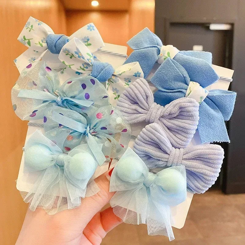10 Pcs/Set New Baby Girl Cute Colors Flower Hair Bands Ponytail Holder Chilren Soft Scrunchies Rubber Kids Hair Accessories