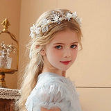 Elegant Girls Headband Lmitated Pearl Hair Headdress Baby Girls Flower Wreath Bride Garland Head Hoop Wedding Headbands Hair