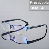 Men's Blue Light Blocking Reading Glasses Vintage Retro Metal Half Frame Eyeglasses Unisex Classic Business Eyewear Presbyopia