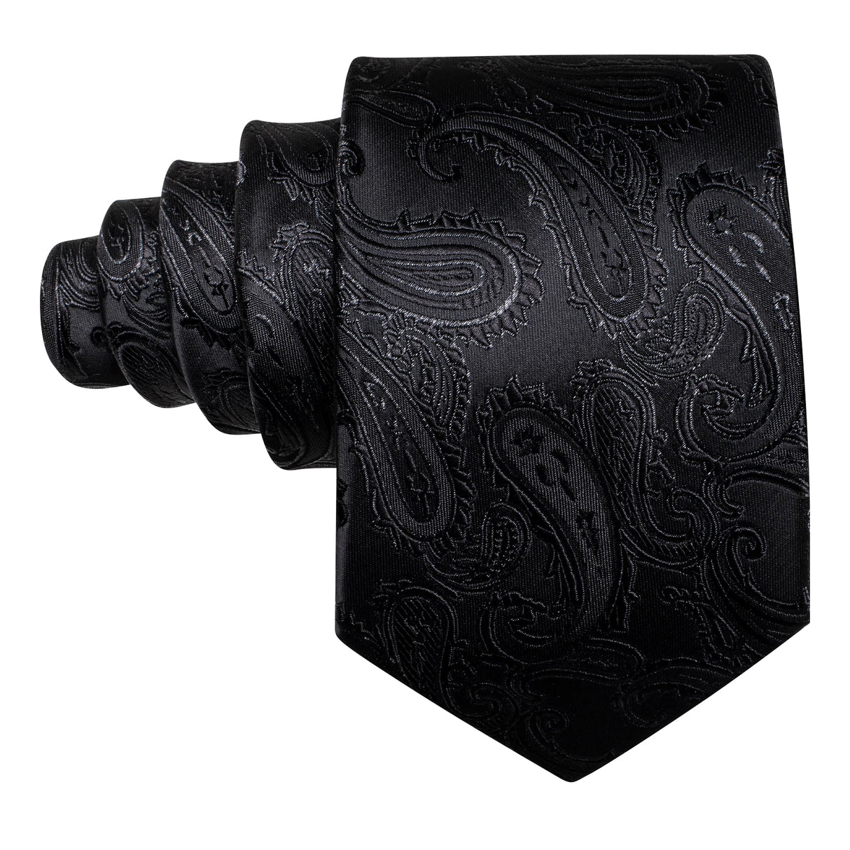 Cravates en soie noire pour hommes, classiques, solides, tissées de haute qualité, avec pochette et boutons de manchette, pour soirées formelles, design Barry.Wang