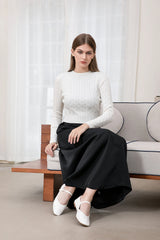 AP Women 2025 Autumn and Winter Cableknit Sweater Soft Casual Five Color Available Lady Satin Dress