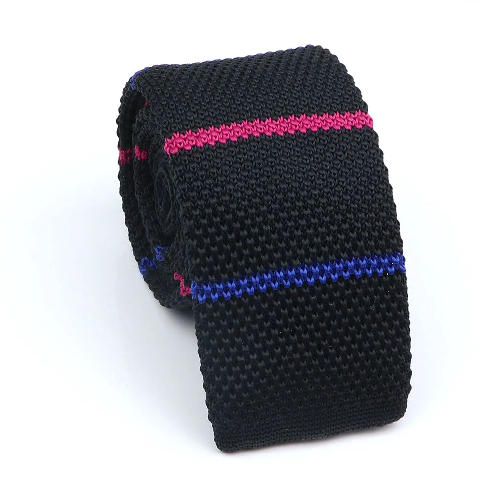 Cravate en tricot pour homme, tendance, fine, rayée, tissée, tricotée, colorée, chaude, design, idée cadeau