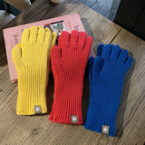 Gants tricotés à écran tactile tendance pour femmes, gants d'hiver chauds, gants d'équitation solides et moelleux, gants de travail Y2k Harajuku Kawaii