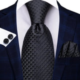 Cravate élégante pour homme, motif cachemire, rayures noires et dorées, en soie, pour mariage, mouchoir, boutons de manchette, pour entreprise, fête, livraison directe