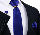 Ensemble de cravates en soie de luxe pour hommes, cravate, mouchoir, boutons de manchette avec anneau en métal doré, broche, costume, fête de mariage, accessoires pour hommes