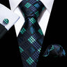 Cravate fantaisie en soie bleu sarcelle pour homme, marque de luxe solide, pochette, boutons de manchette, ensemble de cravates de haute qualité pour fête de mariage Barry.Wang