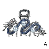 Épingle à cheveux dragon bleu avec perle pour femme, pince à cheveux simple, pince requin, mode, tempérament, accessoires pour cheveux simples