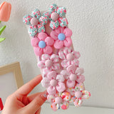 10 Pcs/Set New Baby Girl Cute Colors Flower Hair Bands Ponytail Holder Chilren Soft Scrunchies Rubber Kids Hair Accessories
