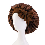 Women Satin Solid Sleeping Cap Soft Silk Nightcap Bonnet With Headband For Women Children Silk Scarf Sleep Hat