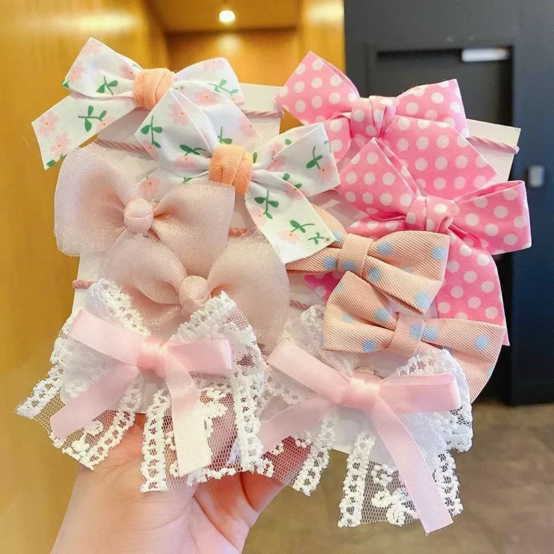 10 Pcs/Set New Baby Girl Cute Colors Flower Hair Bands Ponytail Holder Chilren Soft Scrunchies Rubber Kids Hair Accessories