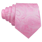 Classic Peach Pink Ties For Men Exquisite Paisley Necktie Handkerchief Cufflink Set Groom Gift Business Designer Barry.Wang 6012