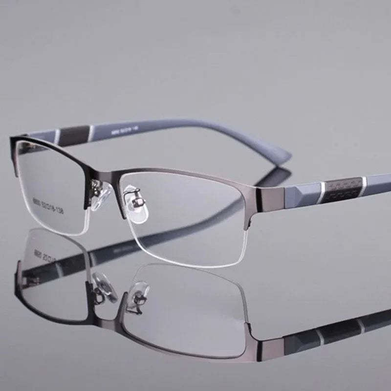 Men's Blue Light Blocking Reading Glasses Vintage Retro Metal Half Frame Eyeglasses Unisex Classic Business Eyewear Presbyopia