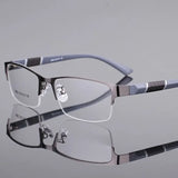 Men's Blue Light Blocking Reading Glasses Vintage Retro Metal Half Frame Eyeglasses Unisex Classic Business Eyewear Presbyopia