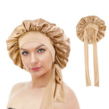 Women Satin Solid Sleeping Cap Soft Silk Nightcap Bonnet With Headband For Women Children Silk Scarf Sleep Hat