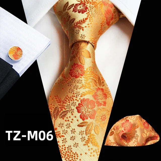 Ensemble de cravates en soie rose floral pour hommes, ensemble de cravates de fête de mariage, mouchoir, broche, boutons de manchette, accessoires pour hommes de haute qualité Gravata
