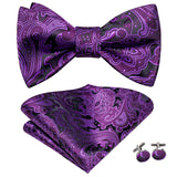 Dropshipping Jacquard Silk Mens Self Bow Tie Hanky Cufflinks Set Male Butterfly Knot Bowtie Wholesale for Male Wedding Business