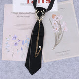 Cravate en ruban noir faite à la main, bijoux en strass cristal, chemises blanches pour hommes, étudiantes, garçons, col, cravates, uniformes, femmes