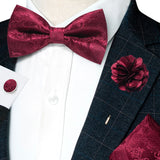 Champagne Silk Jacquard Paisley Mens Bow Tie Brooch Hanky Cufflinks Set Pre-tied Butterfly Knot Bowtie for Male Wedding Business