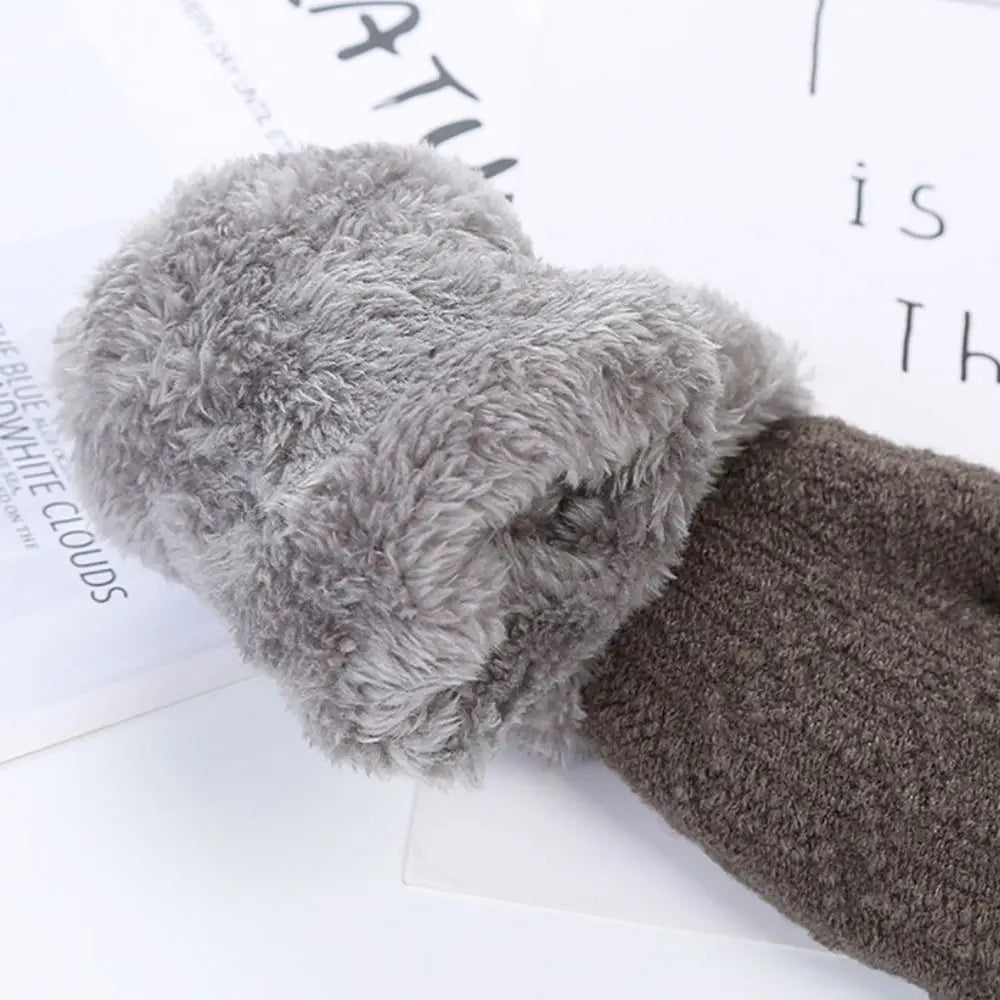 Winterwolle-Strickhandschuhe für Babys, Jungen und Mädchen, warm, Plüsch, dick, Vollfinger-Fäustlinge für 1–3 Jahre alte Kinder